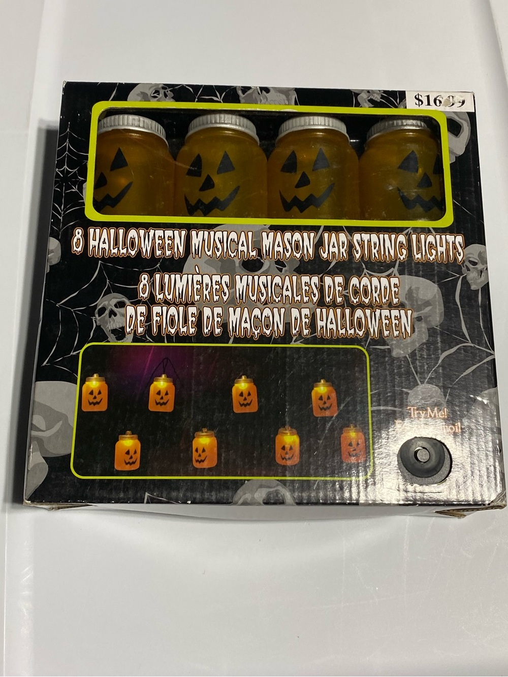 Vintage Magic Power Co Halloween Musical Mason Jar String Lights NIB 8 Count